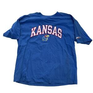 Vintage KU Jayhawks T-Shirt Short Sleeve XL Kansas University THRASHED P2 - LN